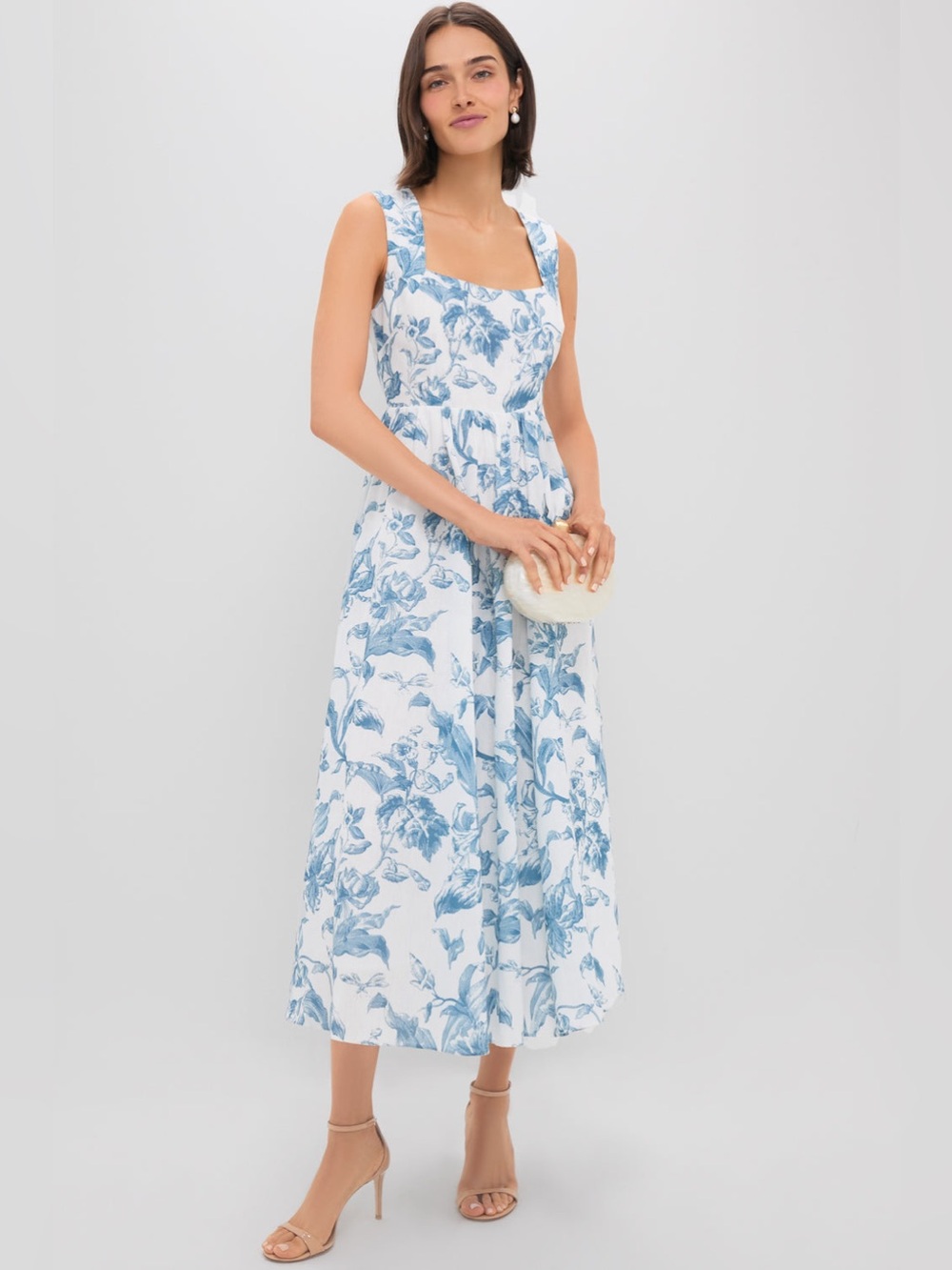 Tuckernuck Hyacinth House Dusty Blue Floral Maizie Maxi Dress Size Small